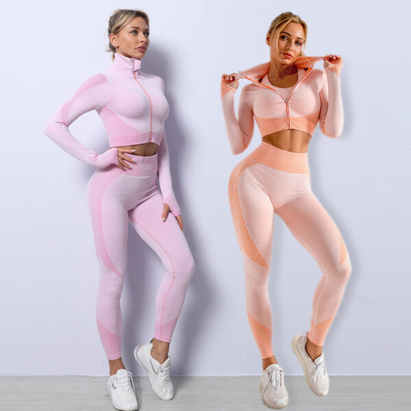 3PCS Yoga Set Seamless Sport Set Women Gym Clothing Leggings Women Crop Top Sports Bra Women Fitness Gym Set Womens Outfits Tracksuit - Image 7